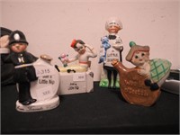 Four miniature figural decanters