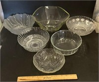 (6)GLASS SERVING DISHES-ASSORTED