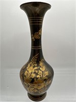 Enameled brass vase