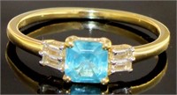 Natural Asscher Cut Blue Apatite Dinner Ring