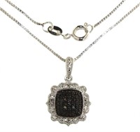 Genuine Elegant Black & White Diamond Necklace