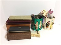 Desk Top Items Includes Two Wood Boxes