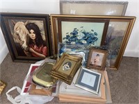 Group of frames and framed art