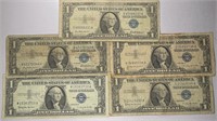 Lot of 5: $1 Silver Certificates