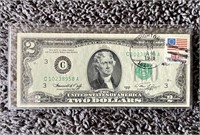 MINT FIRST DAY ISSUE STAMPED 1976 US $2 BILL