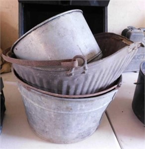 Galvanized bucket w/ handle - Galvanized coal
