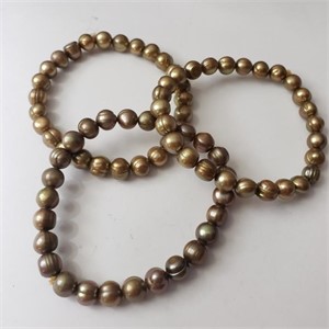 $300 Silver Freshwater Pearl Pack Of 3 Flexible Br