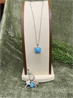 Sterling Silver Turquoise Necklace w/ Add. Charm