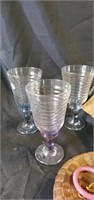 Glass goblets and sewing basket