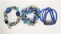 Blue, Purple Beaded Stretch Bracelets