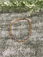 Blue Topaz .925 Sterling Silver Gold Tone Bracelet