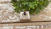 10k Yellow Gold and Marquis Cut Garnet Stone Ring