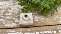 14k Yellow Gold with Oval Cut Blue Sapphire and