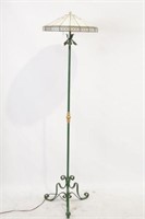 Wrought iron floor lamp w stained glass