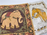 Elephant Throw Pillow Covers - Silk and Beaded