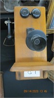 Antique oak Kellogg wall phone (no guts)