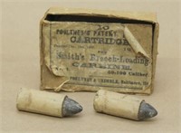 original box containing 2 rounds .50-100 caliber