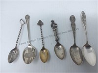 6 Sterling spoons from various States and