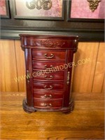 18 inch etched glass mahogany jewelry chest