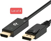 Lot of 4 Rankie DisplayPort (DP) to HDMI Cable, 4K