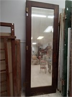>Wood door with mirror inlay, heavy!