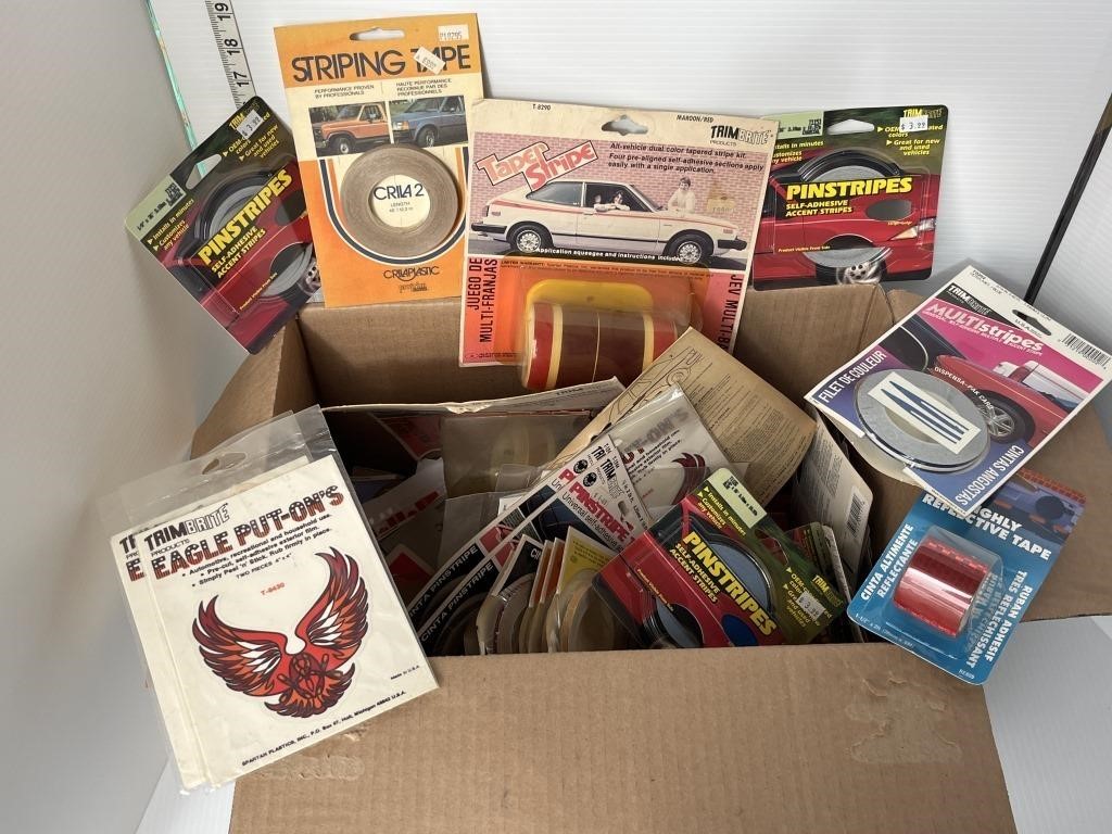 Box lot of auto pin stripes, misc