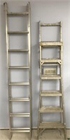2 aluminum extension ladders 16 ft and a 13 ft