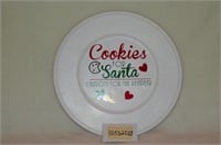 wooden santa cookie plate