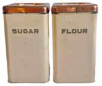 Metal Flour & Sugar Canisters w/ Copper