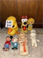 Vintage Molded Plastic Toys Odie, Mickey,