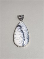 Sterling Silver Teardrop Pendant- Dendrite Opal