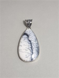Sterling Silver Teardrop Pendant- Dendrite Opal