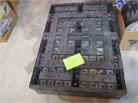 Three plastic pallets,