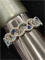 Brilliance Blue Clear Crystal Open Textured Ring