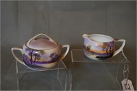 Noritake Hand Painted Covered Sugar & Creamer