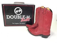 Pair Red 8.5 M Cowboy Boots, Double H Brand