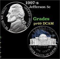 Proof 1997-s Jefferson Nickel 5c Grades GEM++ Proo