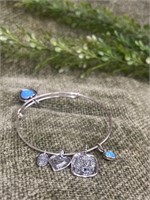 Sterling Love Heart Blue Opal Charm Bracelet