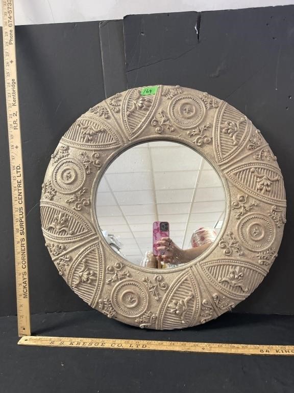 Plastic framed round mirror