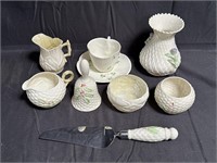 Group of Belleek Irish bone china cups,