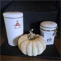 Tea Canisters & Ceramic Pumpkin