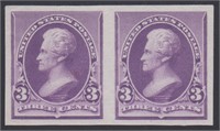 US Stamp #221P3 Proof Pair fresh and bright CV $70