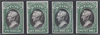 US Stamps #O68P3-O71P3 Proofs on India CV $400