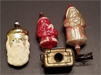 4 Great Antique Christmas Ornaments Santa+