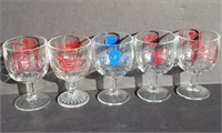 5 Vintage Heavy Advertising Beer Glasses