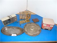 2 Vintage Silver pieces, vintage radios, tin