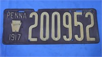 Antique 1917 PA License Plate