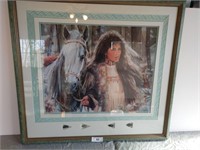 Native American Print with Matting Turquoise Frame