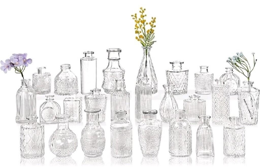 Jelofly Mini Glass Bud Vases Set of 30, Clear
