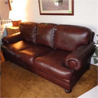WHITTEMORE SHERRILL BROWN LEATHER COUCH 92"
